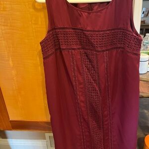 Merona Burgundy Midi Dress with Lace Detail